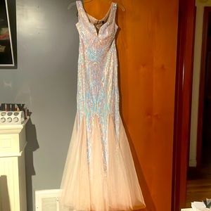 Nude mermaid razzel dazzle formal gown